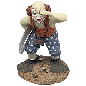 clown figurine  brown beach surf board flippers dots binoculars 6x4x4" READ